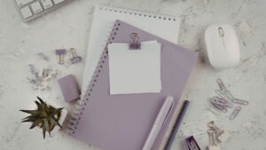 Notebook and stationery representing the preparation of a translation project brief before starting a translation